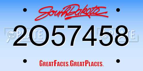 2O57458 South Dakota License Plate