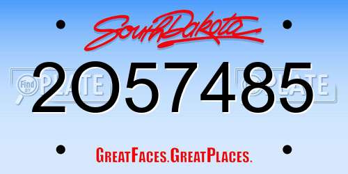 2O57485 South Dakota License Plate