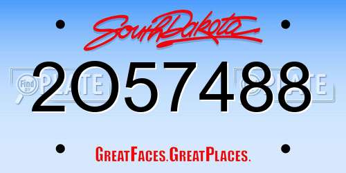 2O57488 South Dakota License Plate