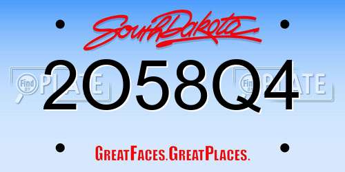 2O58Q4 South Dakota License Plate