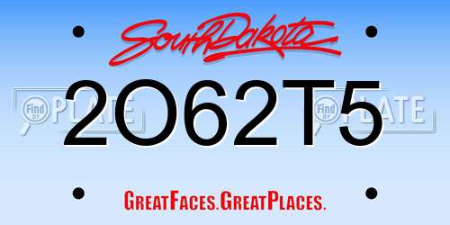 2O62T5 South Dakota License Plate