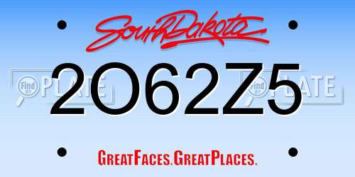 2O62Z5 South Dakota License Plate
