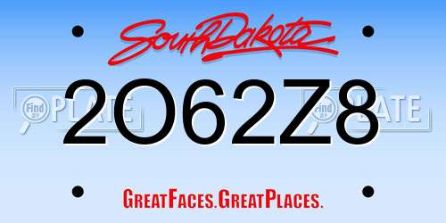 2O62Z8 South Dakota License Plate
