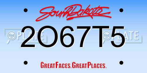 2O67T5 South Dakota License Plate