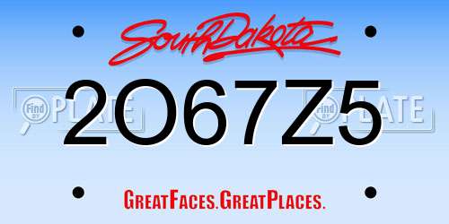 2O67Z5 South Dakota License Plate