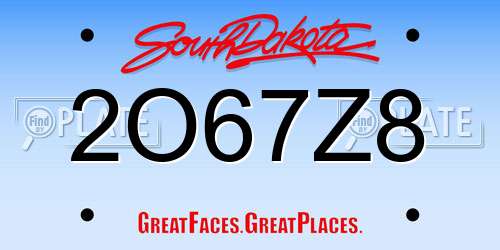 2O67Z8 South Dakota License Plate