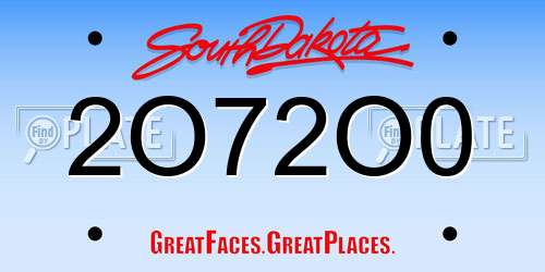 2O72O0 South Dakota License Plate