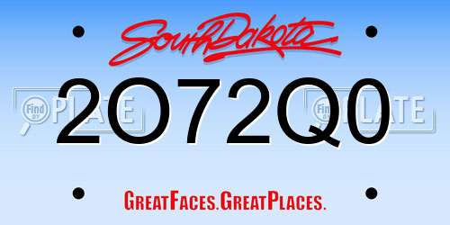 2O72Q0 South Dakota License Plate