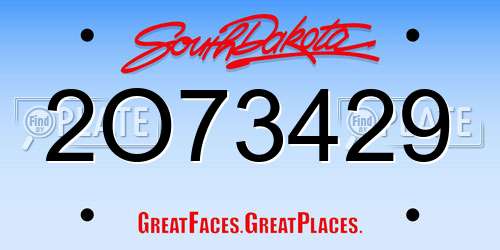 2O73429 South Dakota License Plate