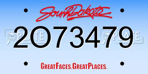 2O73479 South Dakota License Plate