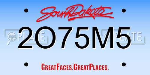 2O75M5 South Dakota License Plate