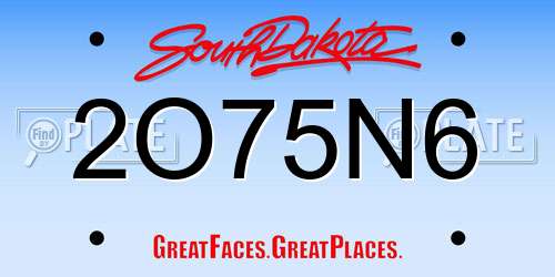 2O75N6 South Dakota License Plate