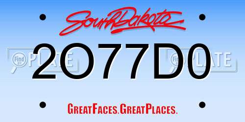 2O77D0 South Dakota License Plate