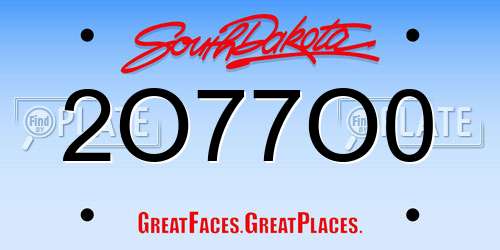 2O77O0 South Dakota License Plate