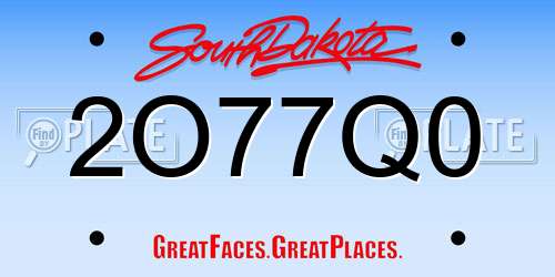 2O77Q0 South Dakota License Plate