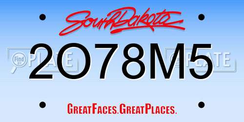 2O78M5 South Dakota License Plate