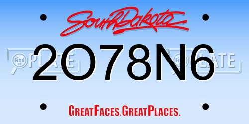 2O78N6 South Dakota License Plate