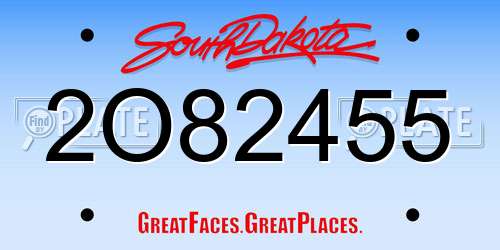2O82455 South Dakota License Plate