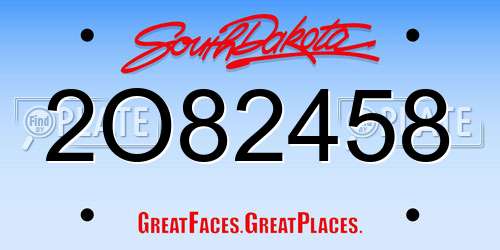 2O82458 South Dakota License Plate
