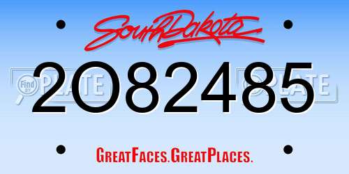 2O82485 South Dakota License Plate