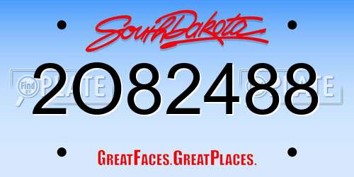 2O82488 South Dakota License Plate