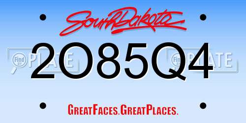 2O85Q4 South Dakota License Plate