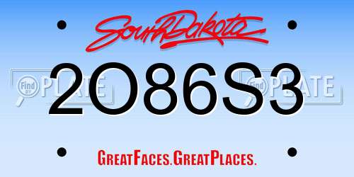 2O86S3 South Dakota License Plate