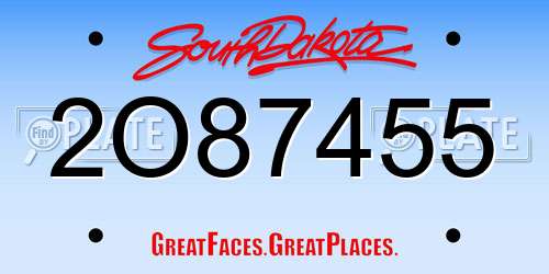 2O87455 South Dakota License Plate
