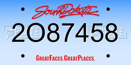 2O87458 South Dakota License Plate