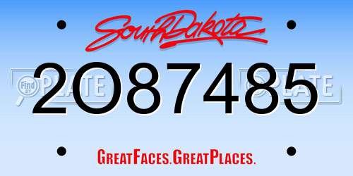 2O87485 South Dakota License Plate