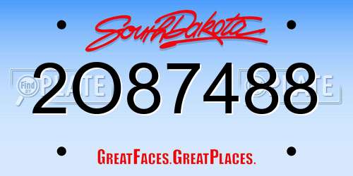 2O87488 South Dakota License Plate