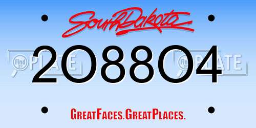 2O88O4 South Dakota License Plate