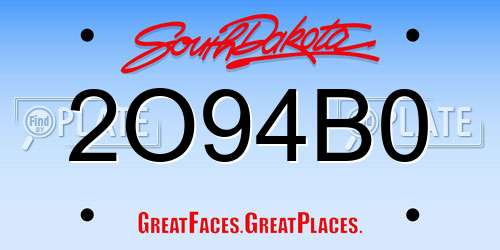 2O94B0 South Dakota License Plate