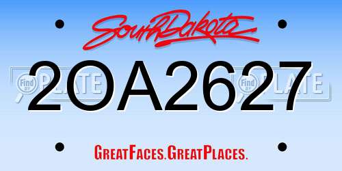 2OA2627 South Dakota License Plate