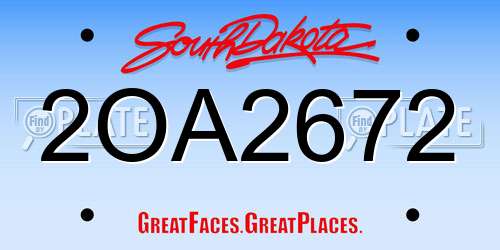 2OA2672 South Dakota License Plate