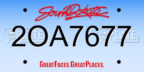 2OA7677 South Dakota License Plate