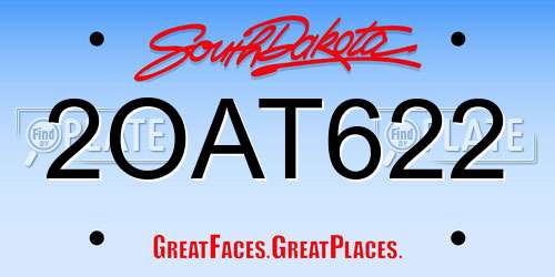 2OAT622 South Dakota License Plate