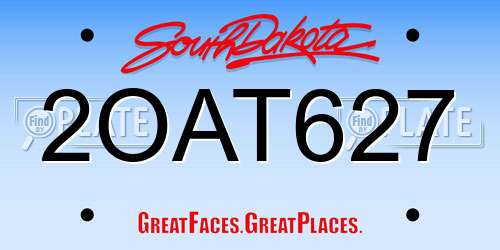 2OAT627 South Dakota License Plate