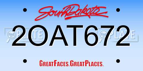 2OAT672 South Dakota License Plate