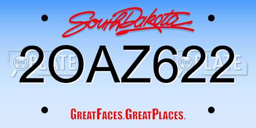 2OAZ622 South Dakota License Plate