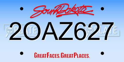 2OAZ627 South Dakota License Plate