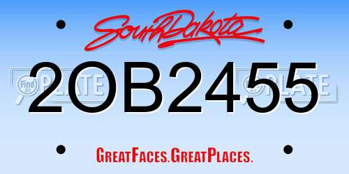 2OB2455 South Dakota License Plate
