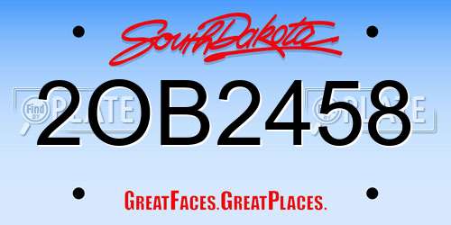 2OB2458 South Dakota License Plate