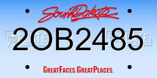 2OB2485 South Dakota License Plate