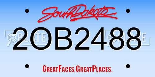 2OB2488 South Dakota License Plate