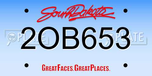 2OB653 South Dakota License Plate