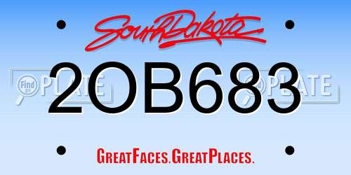 2OB683 South Dakota License Plate