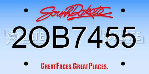 2OB7455 South Dakota License Plate