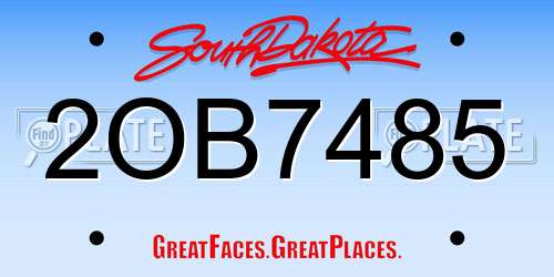 2OB7485 South Dakota License Plate