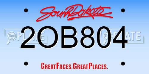 2OB804 South Dakota License Plate